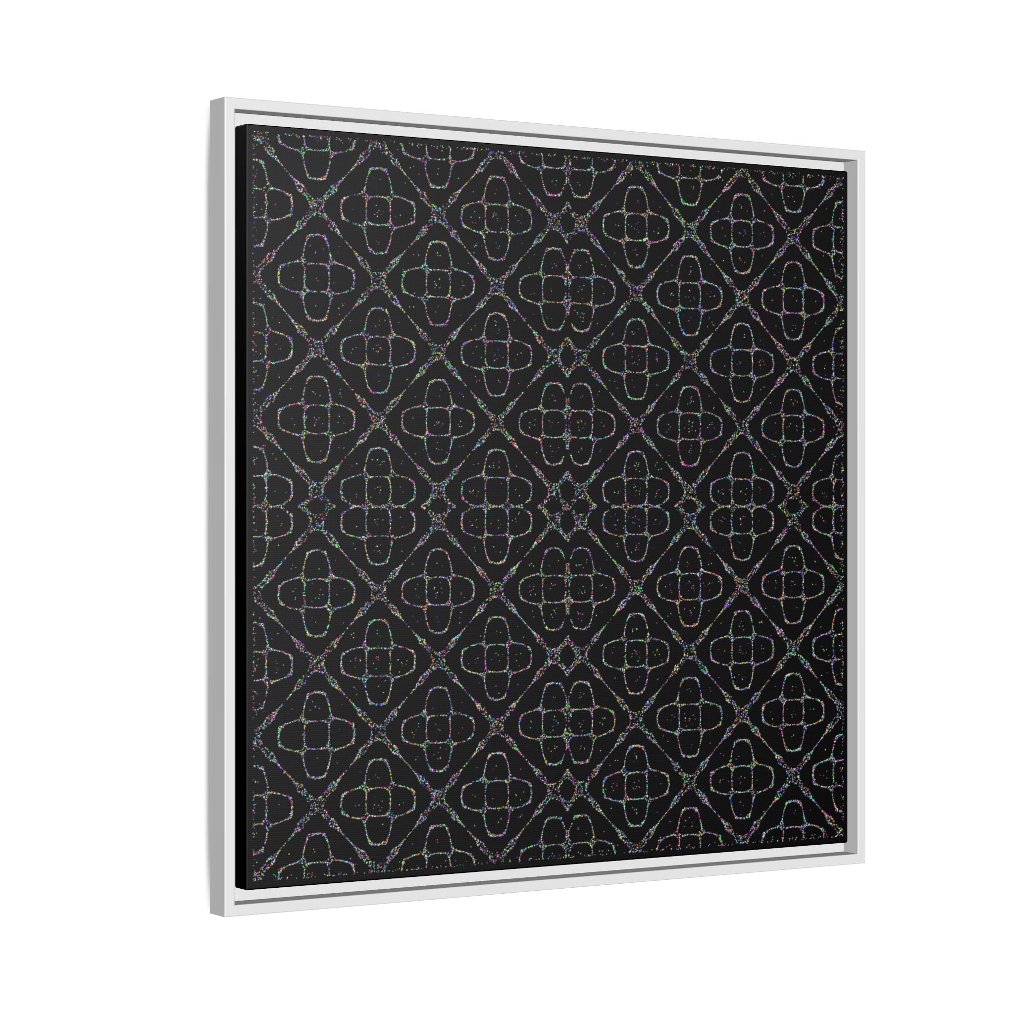 Sacred Geometry 174 Hz "Art by Sound" Cymatics - Framed Matte Canvas (Multi‑Color on Black)