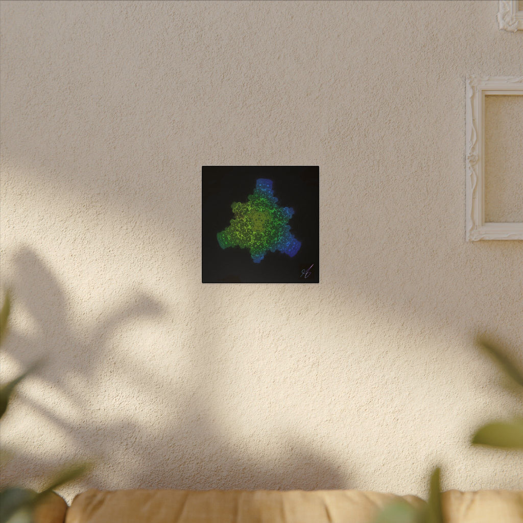 Abstract Fractal Green Blue Nebula Matte Canvas