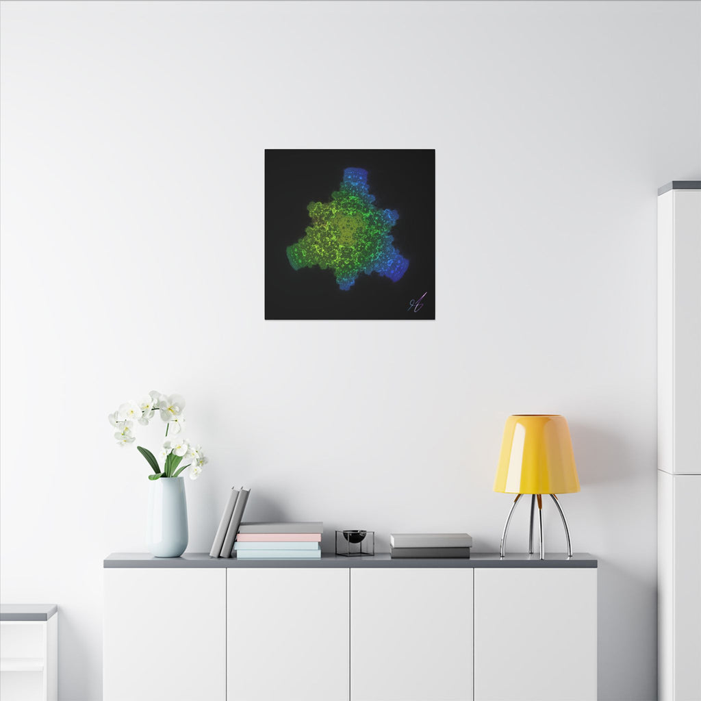 Abstract Fractal Green Blue Nebula Matte Canvas