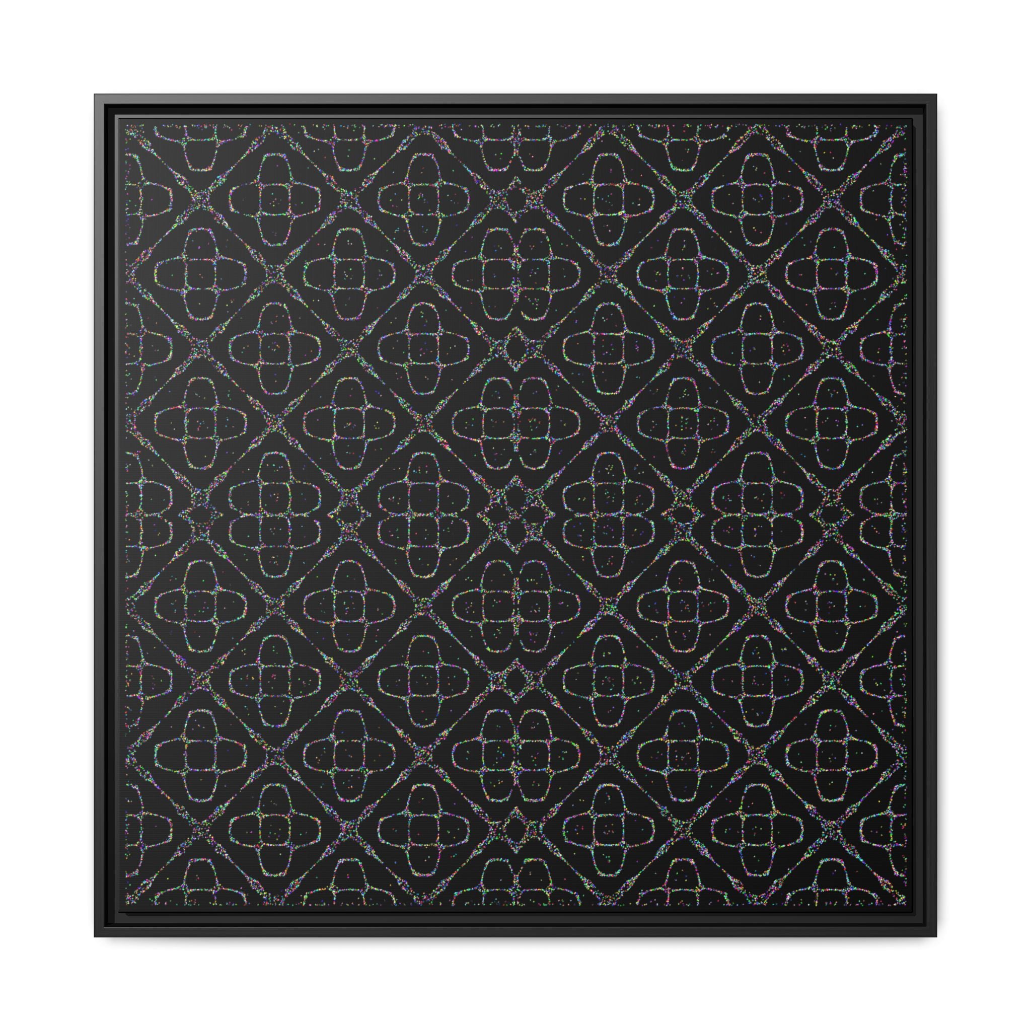Sacred Geometry 174 Hz "Art by Sound" Cymatics - Framed Matte Canvas (Multi‑Color on Black)