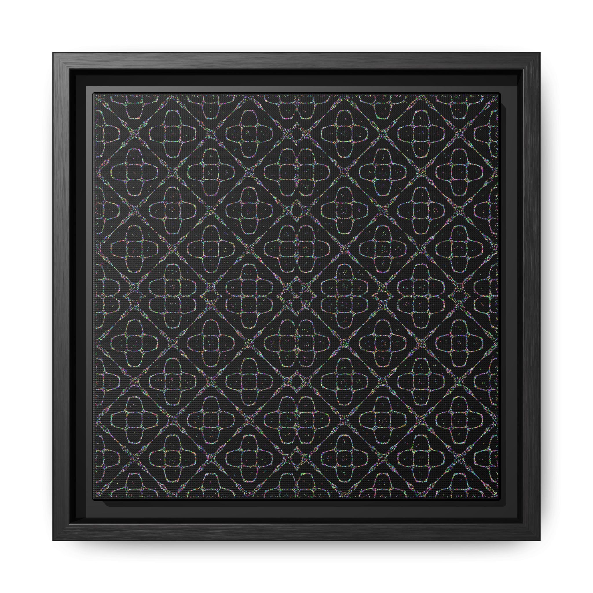 Sacred Geometry 174 Hz "Art by Sound" Cymatics - Framed Matte Canvas (Multi‑Color on Black)