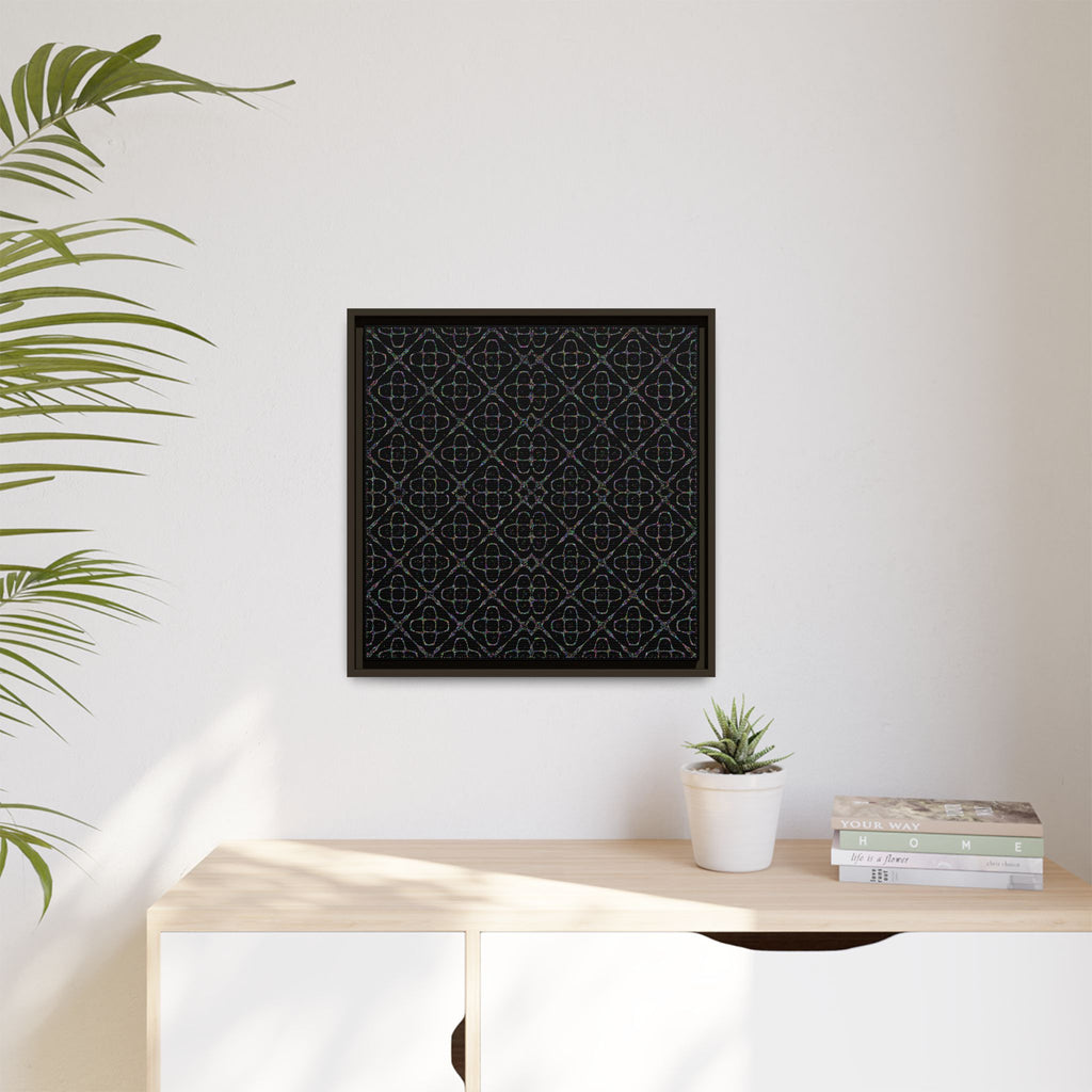 Sacred Geometry 174 Hz "Art by Sound" Cymatics - Framed Matte Canvas (Multi‑Color on Black)