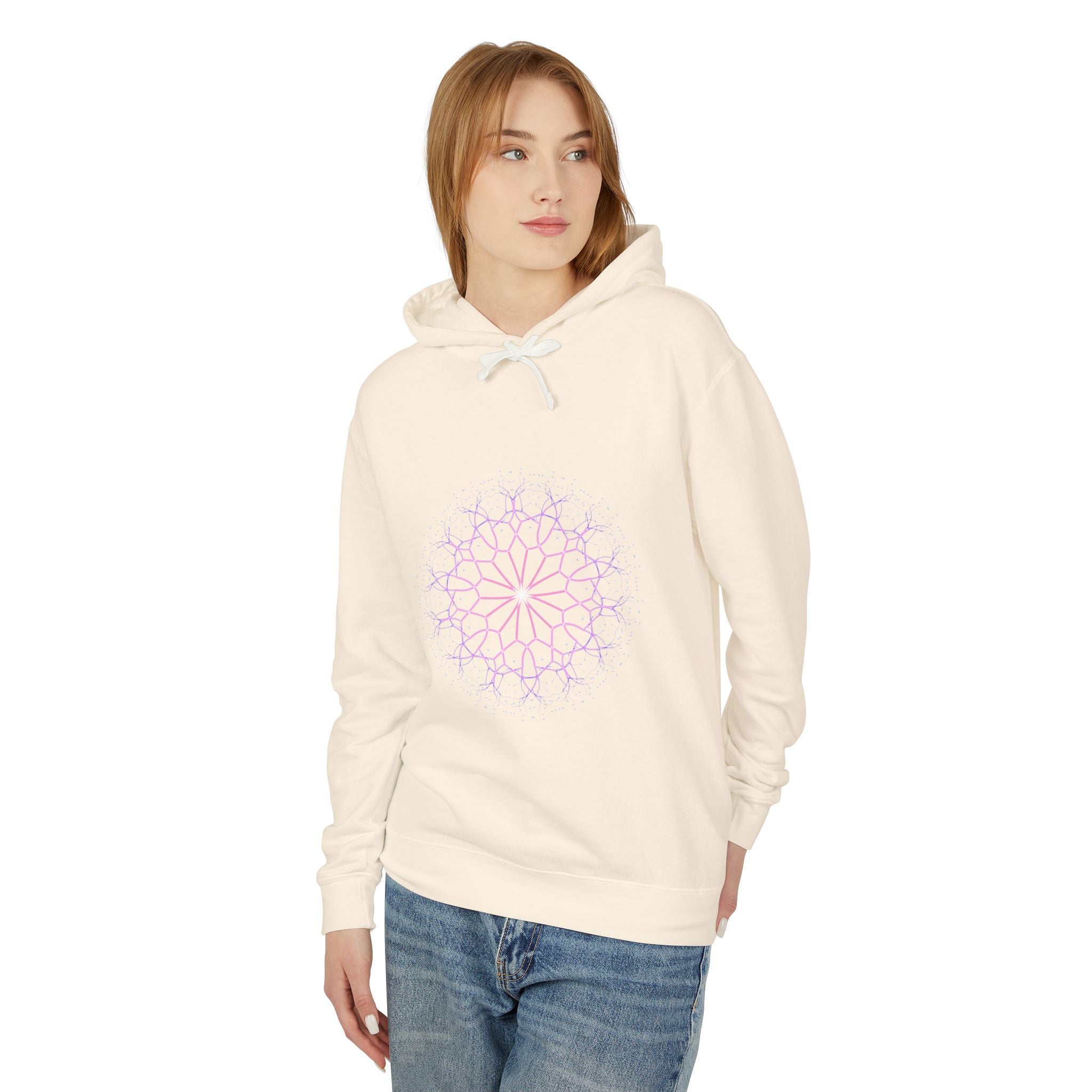 100% Cotton - Mandala Floral Hoodie  (Pastel Sacred Geometry Boho Sweatshirt)