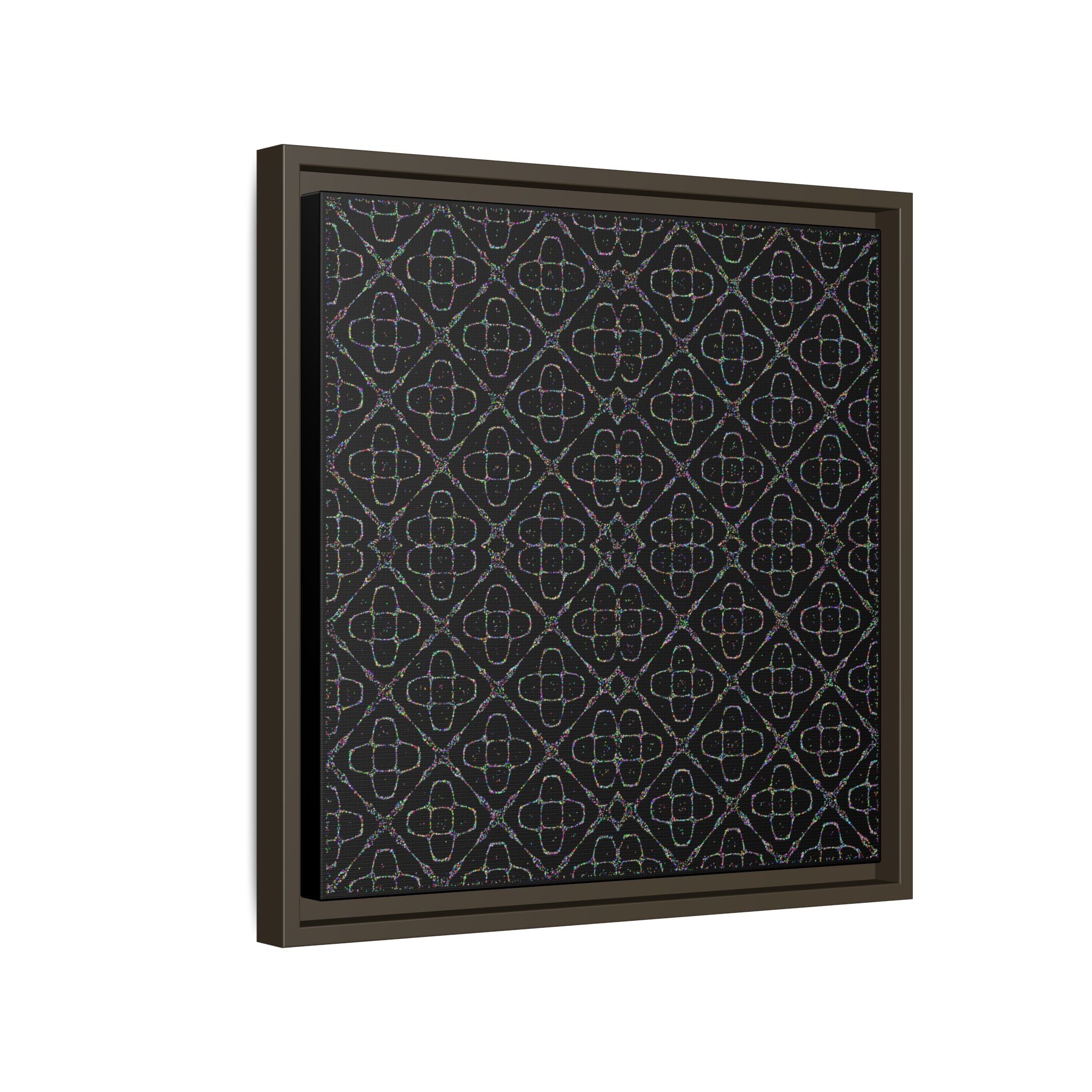 Sacred Geometry 174 Hz "Art by Sound" Cymatics - Framed Matte Canvas (Multi‑Color on Black)