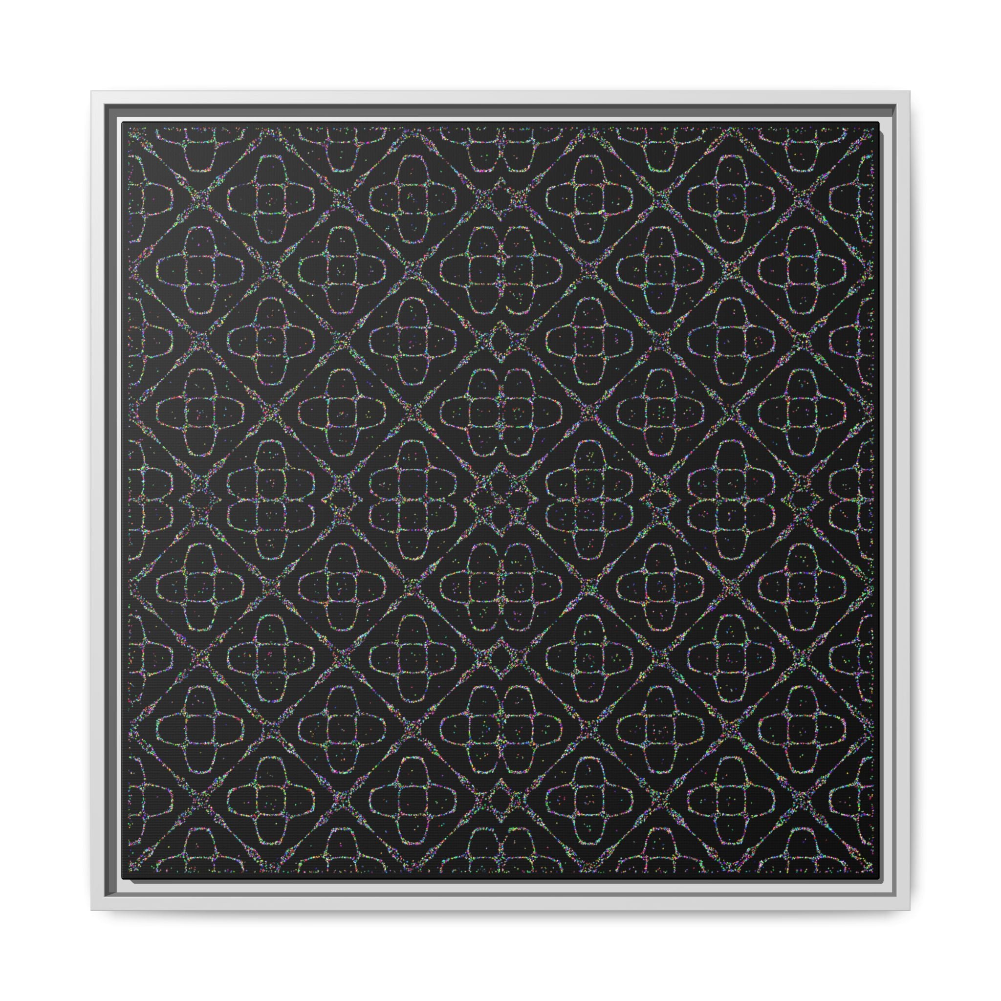 Sacred Geometry 174 Hz "Art by Sound" Cymatics - Framed Matte Canvas (Multi‑Color on Black)