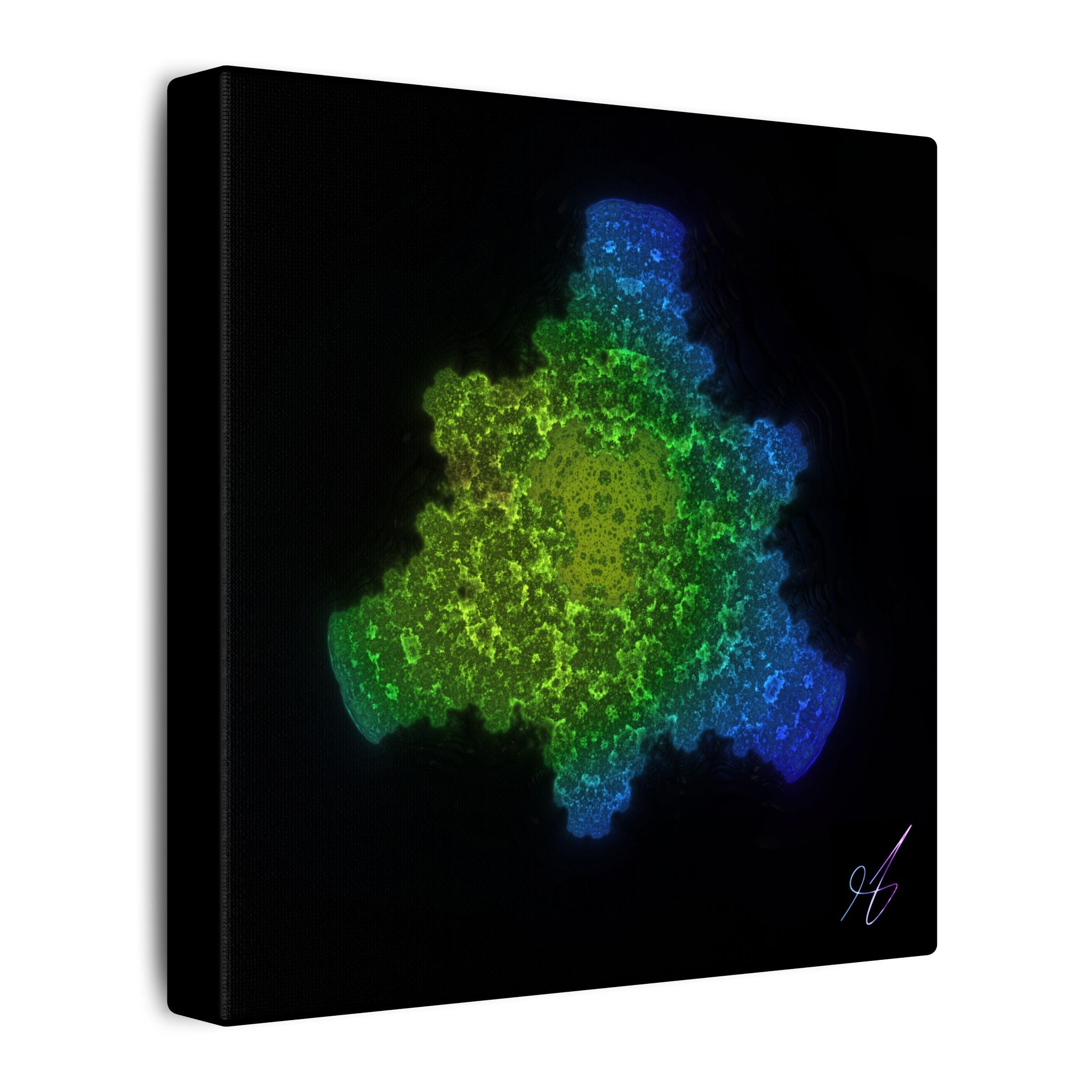 Abstract Fractal Green Blue Nebula Matte Canvas